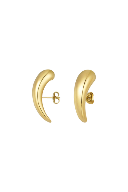 Boucles d'oreilles vague en acier inoxydable doré, forme courbe lisse - Moon Accessoires