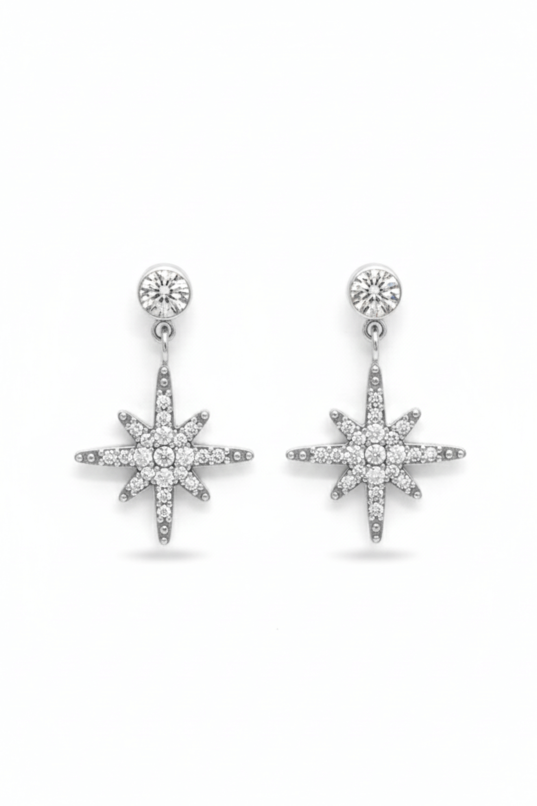 Boucles d'oreilles étoile scintillante à clou argentées