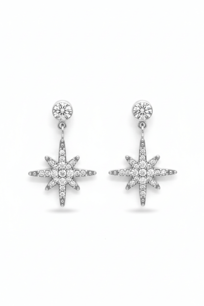 Boucles d'oreilles étoile scintillante à clou argentées