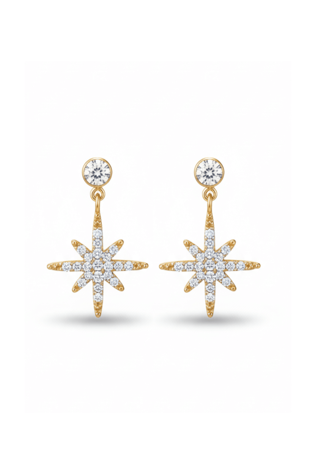 Boucles d'oreilles étoile scintillante à clou dorées