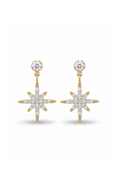 Boucles d'oreilles étoile scintillante à clou dorées