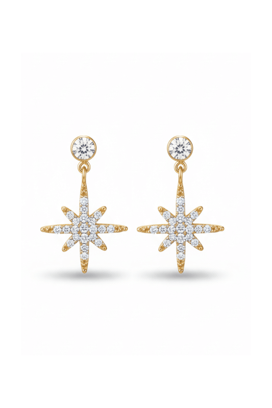 Boucles d'oreilles étoile scintillante à clou dorées