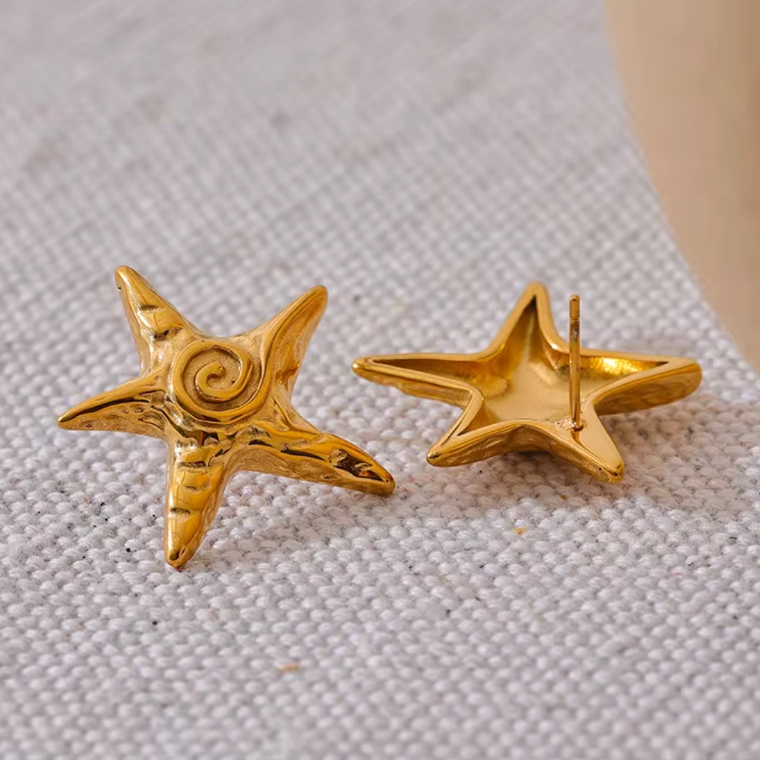 Détail boucles d'oreilles étoile de mer Oceana