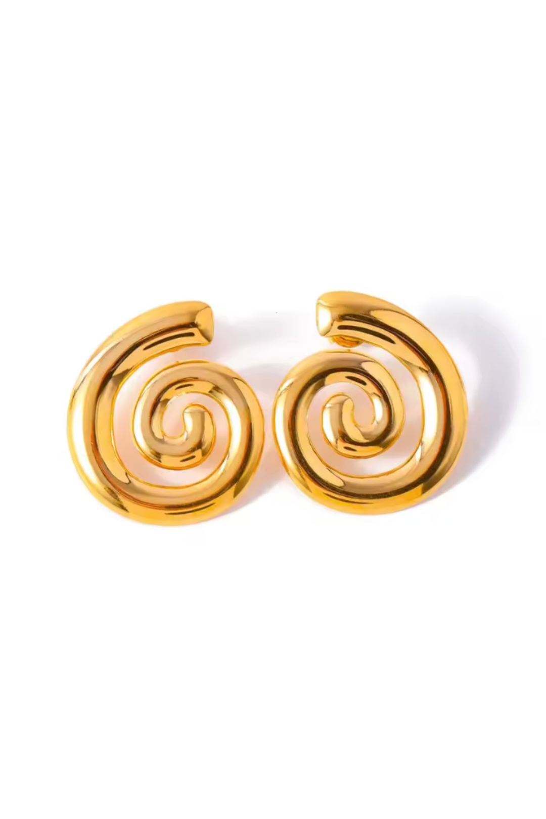 boucles d'oreilles spirale dorées en acier inoxydable femme élégante