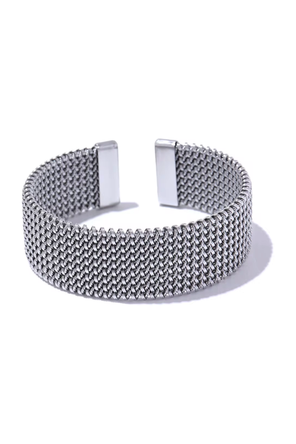 bracelet-acier-femme-maille-tresse-platine