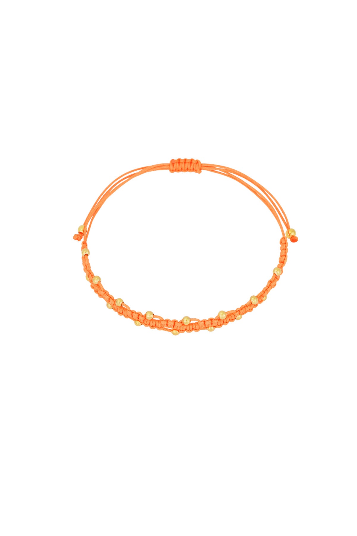 Bracelet cordon orange fluo perles dorées été