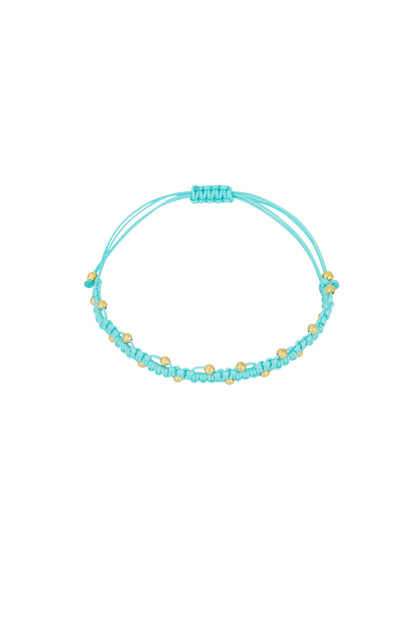 Bracelet cordon turquoise ajustable perles dorées Moon Accessoires