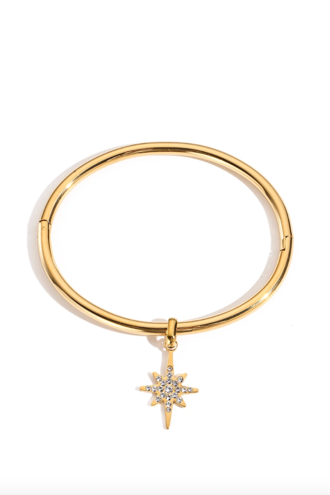 Bracelet jonc doré à breloque étoile polaire en acier inoxydable