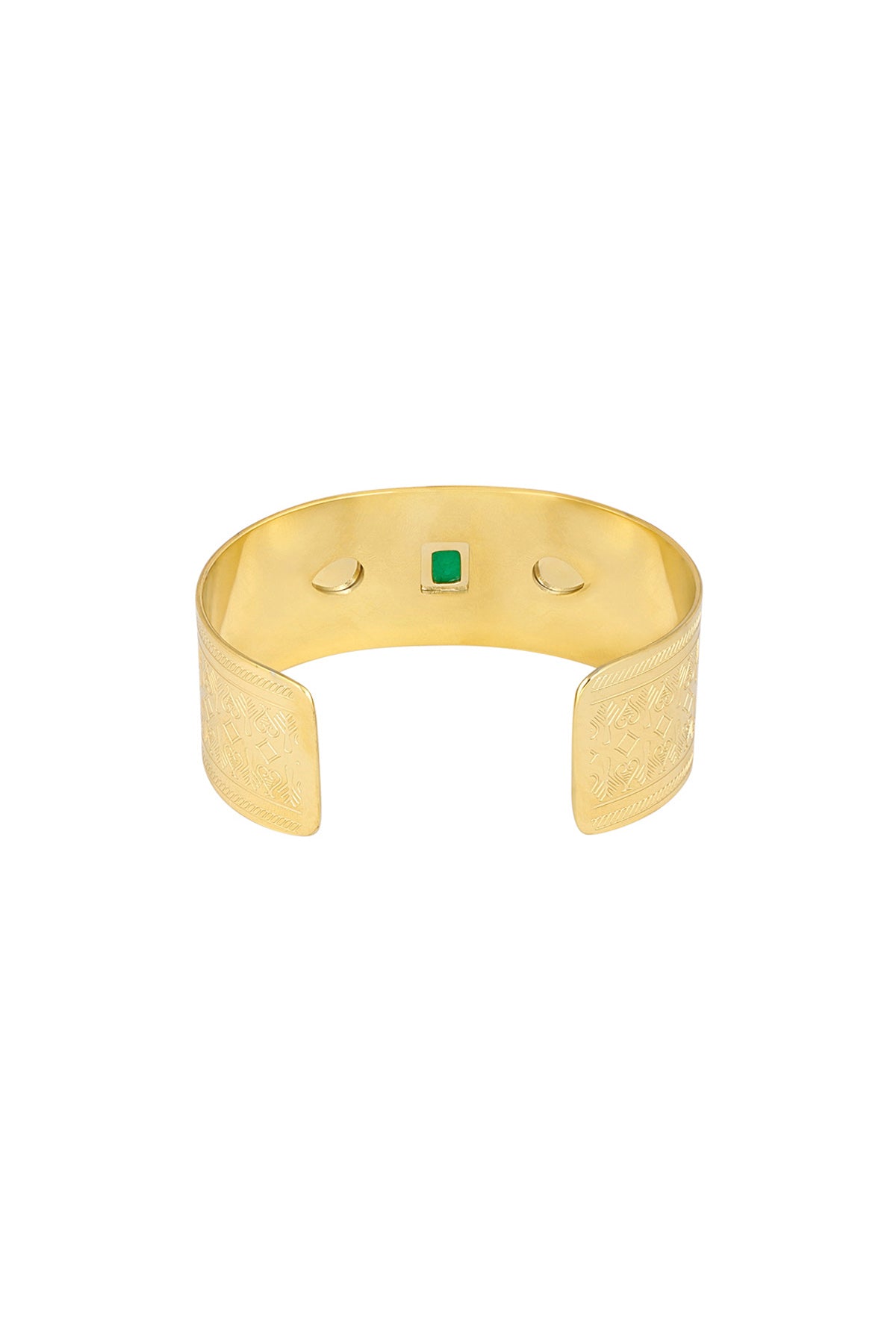 Bracelet manchette dorée gravée
