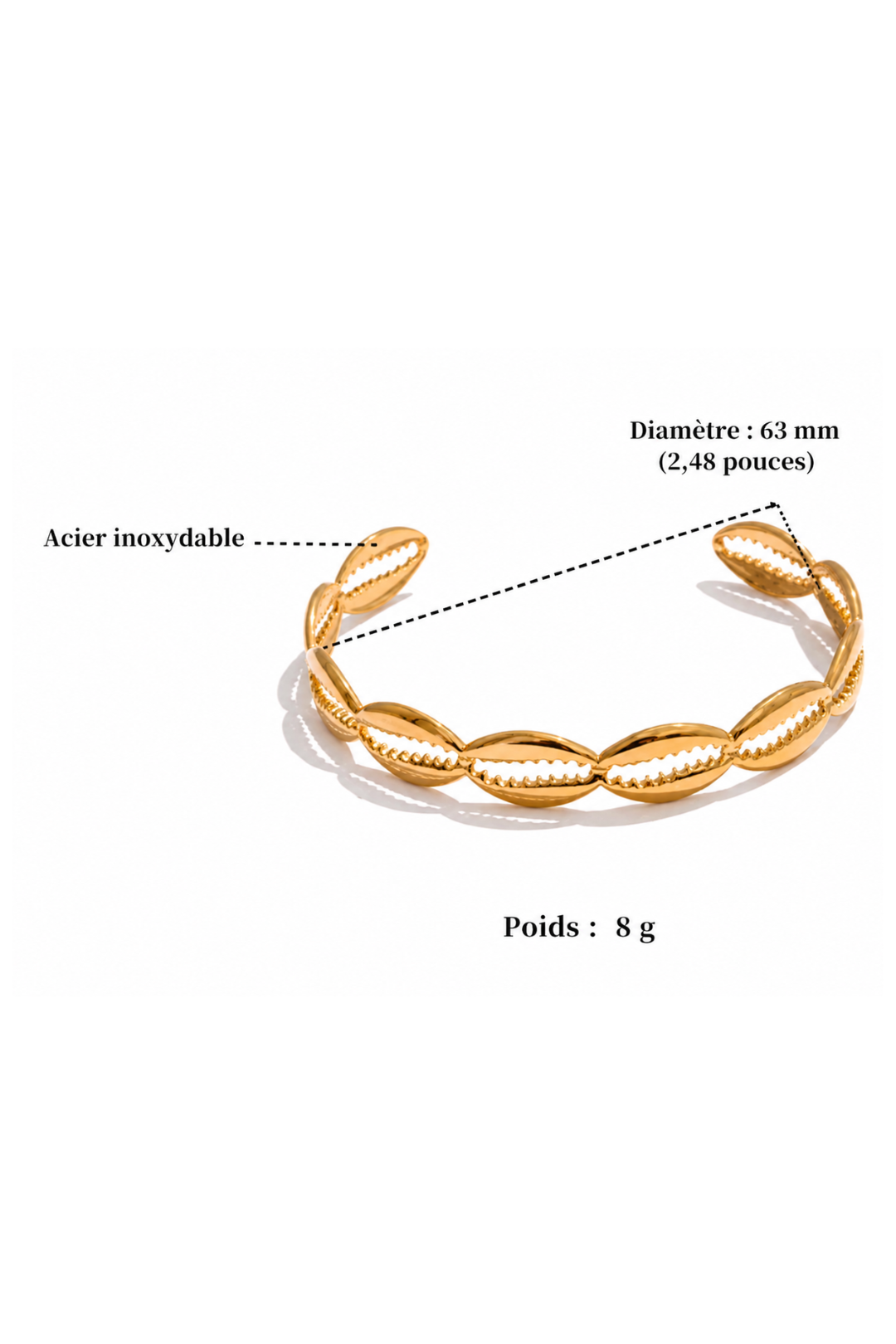 bracelet jonc doré acier inoxydable pas cher