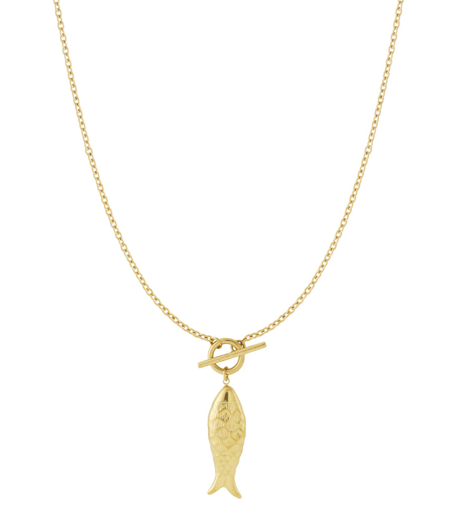 collier pendentif poisson doré étanche acier inoxydable femme
