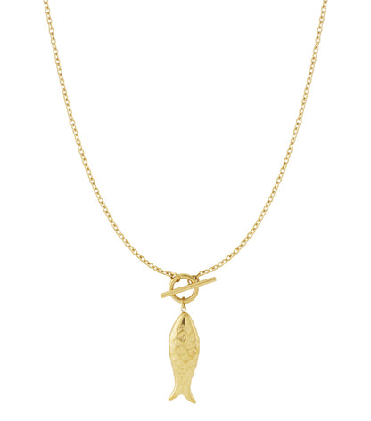 collier pendentif poisson doré étanche acier inoxydable femme