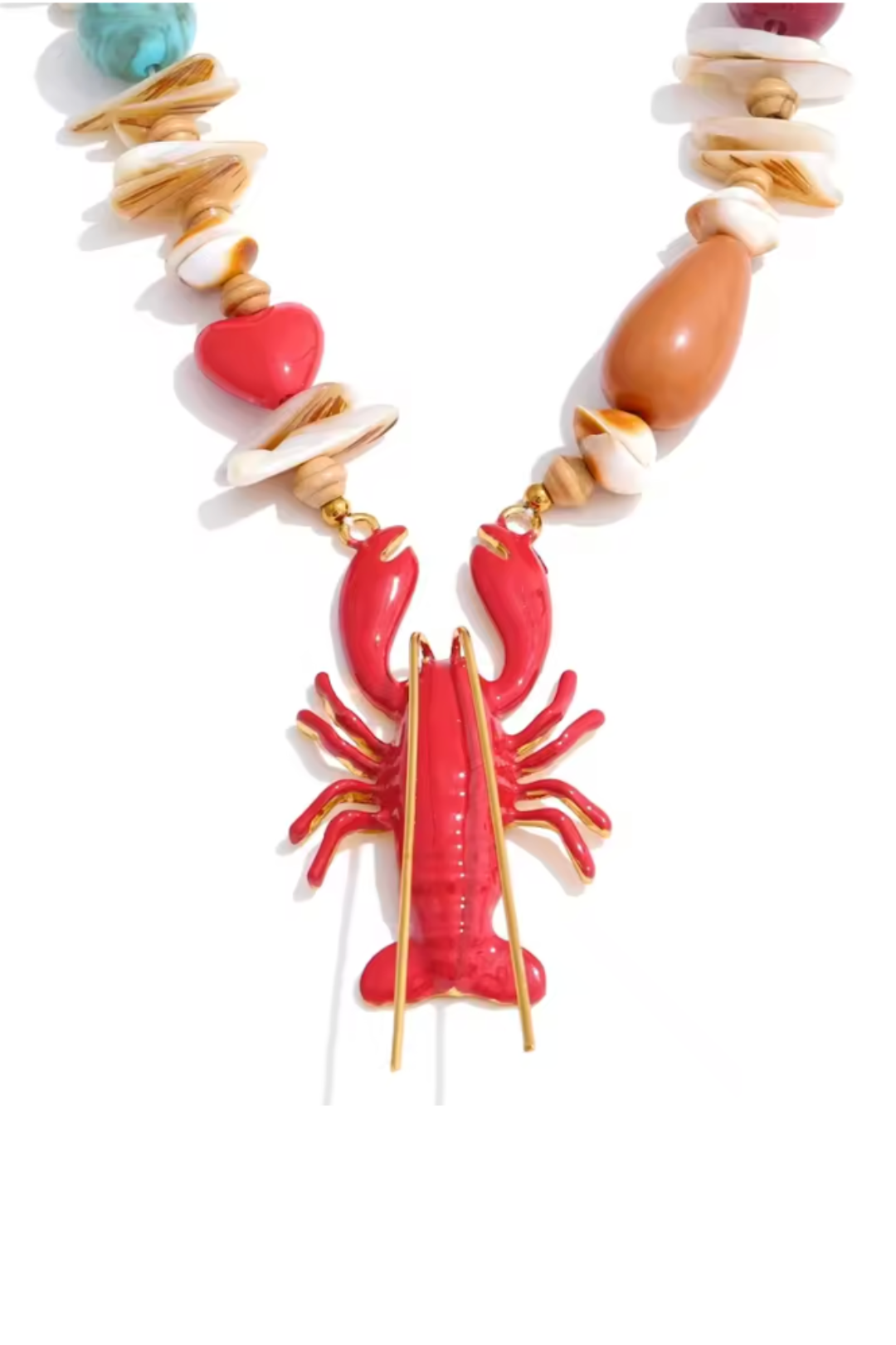 collier homard rouge femme