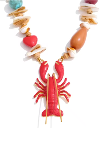 collier homard rouge femme