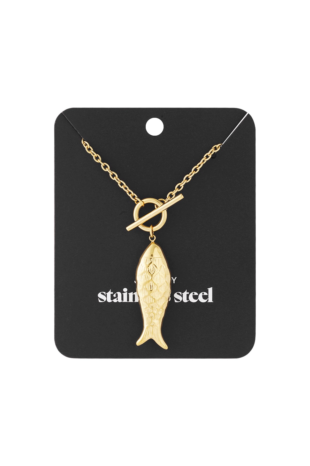 collier long doré avec pendentif poisson style océan femme
