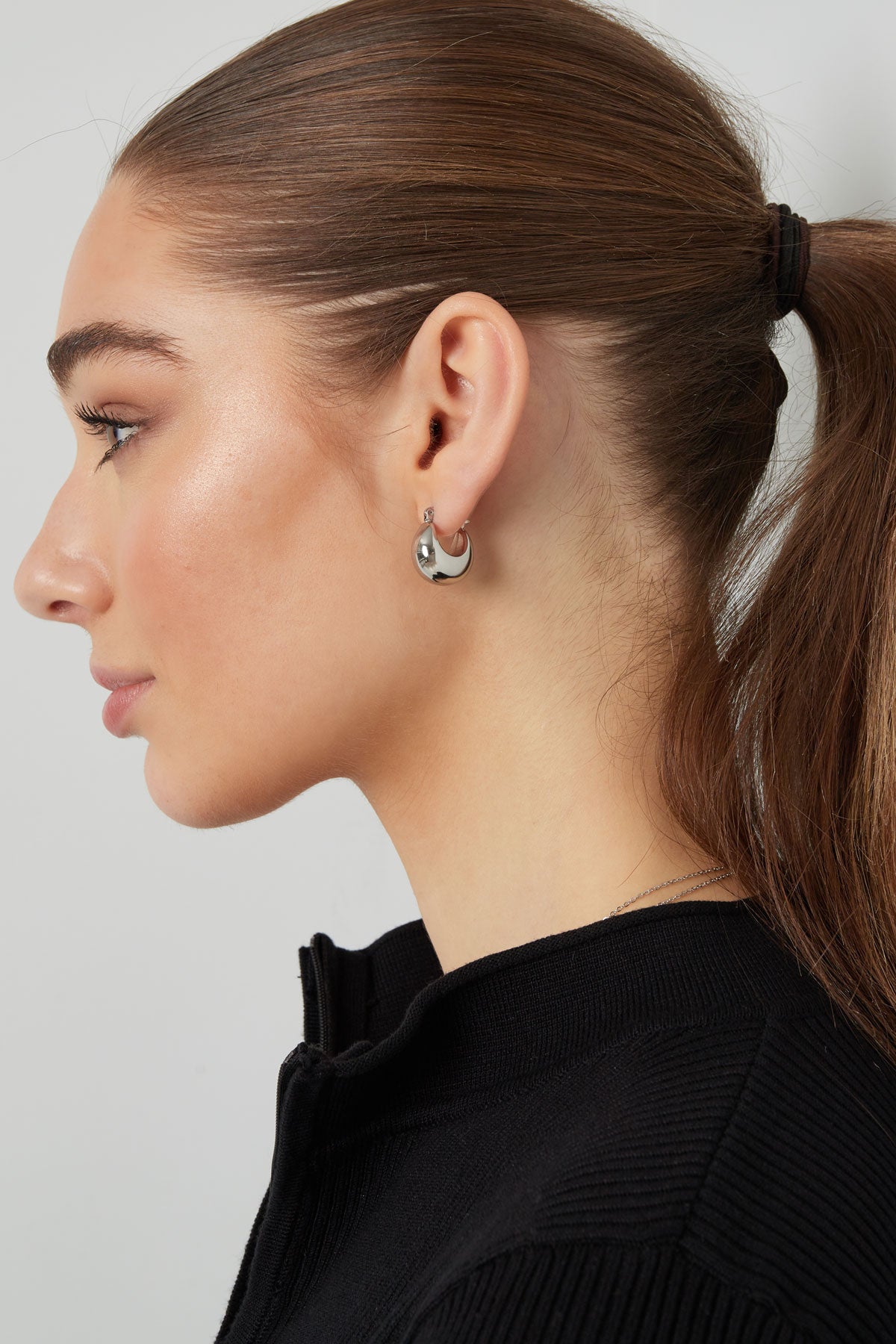 créoles argentées femme