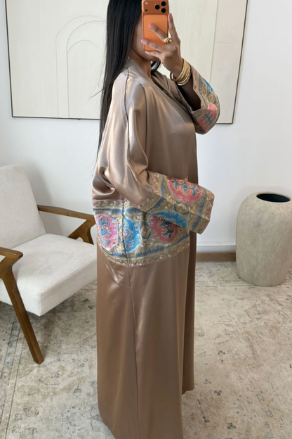 ensemble abaya longue brodée