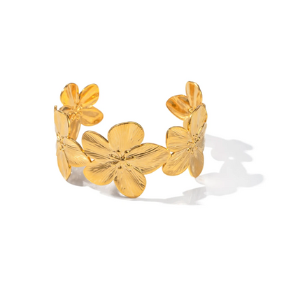 Manchette fleurs en acier inoxydable