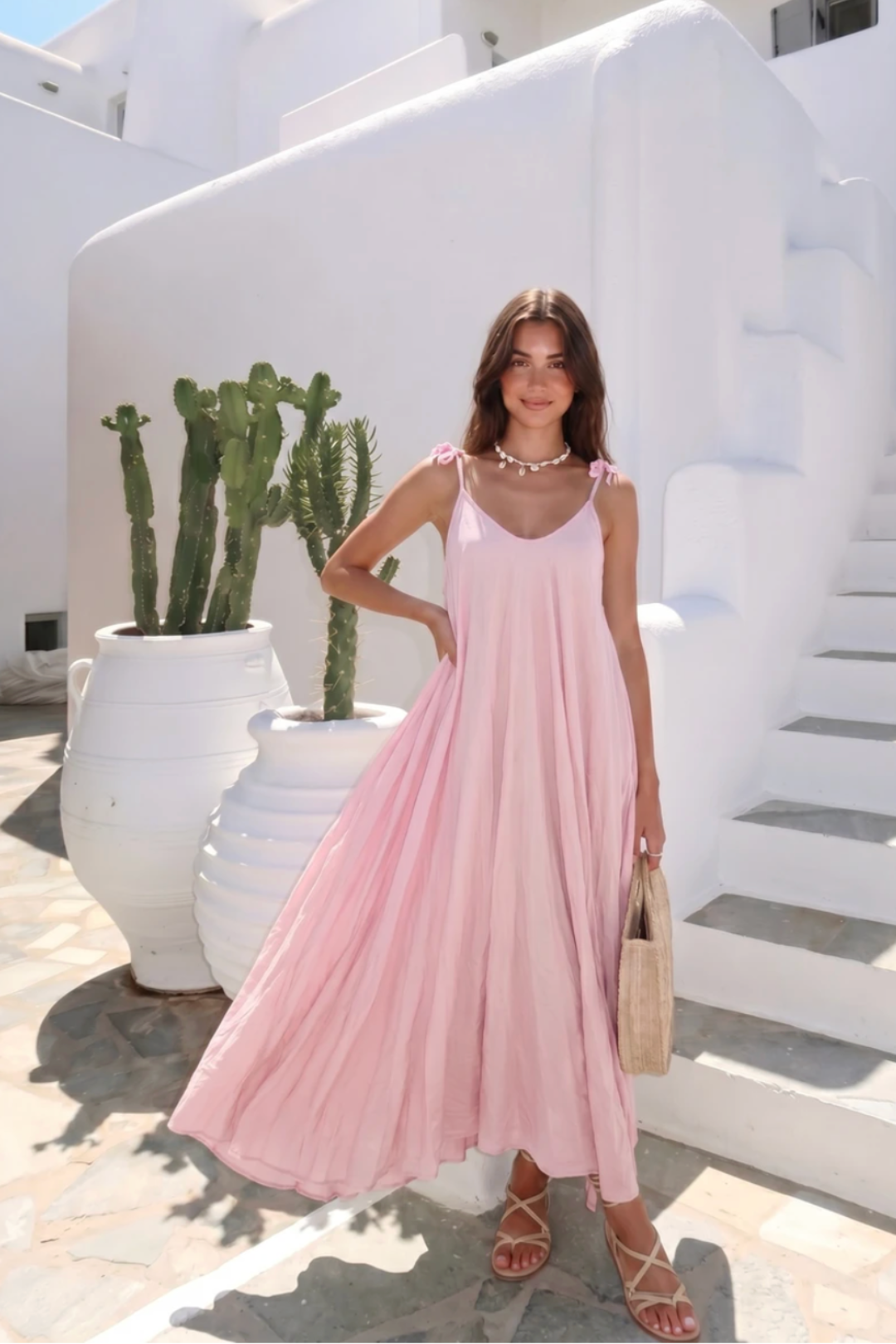robe-longue-voile-coton-rose-fluide-ete-femme